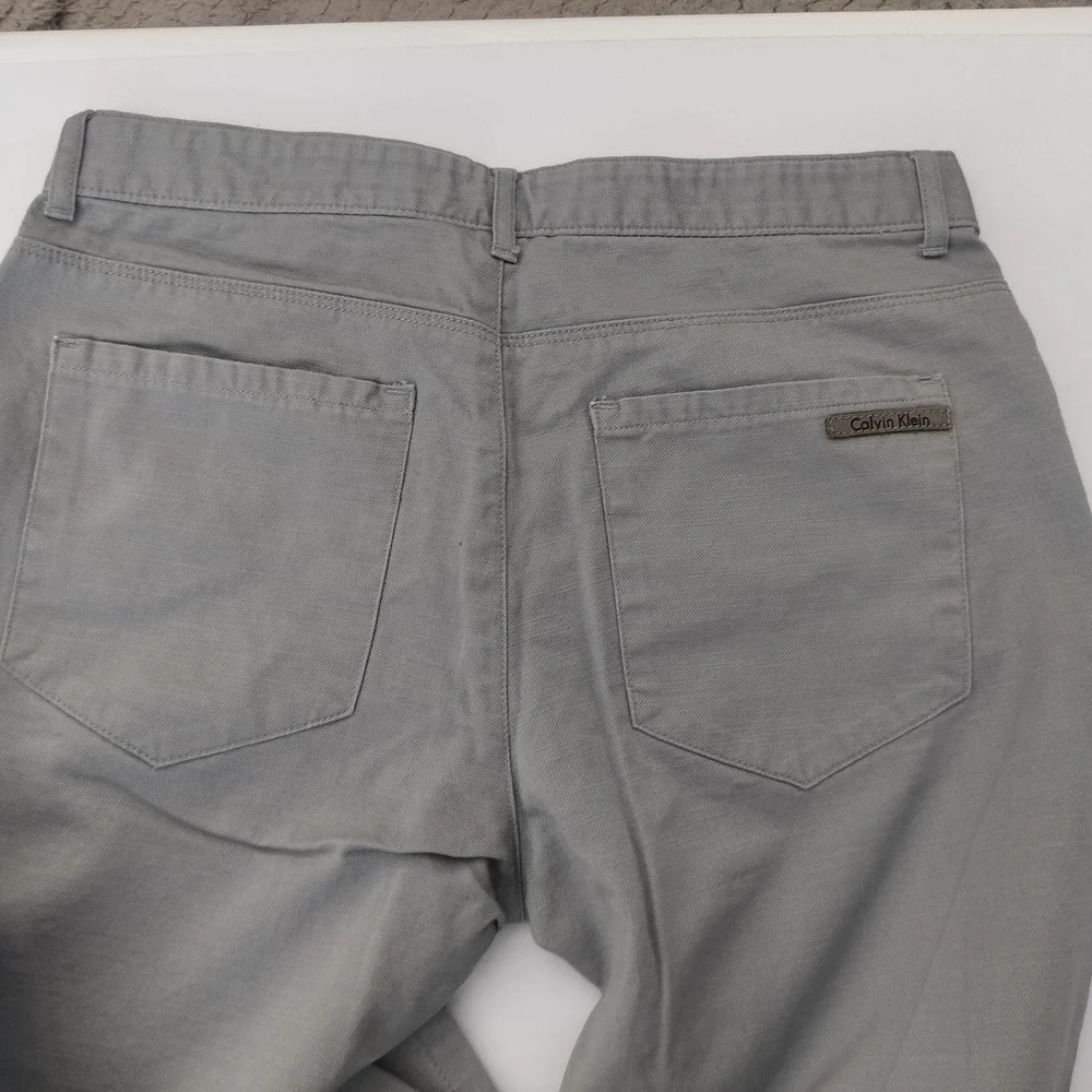 Calvin Klein Mens Slim Fit Grey Cotton Chino Pants 30x30 5-Pocket Trousers